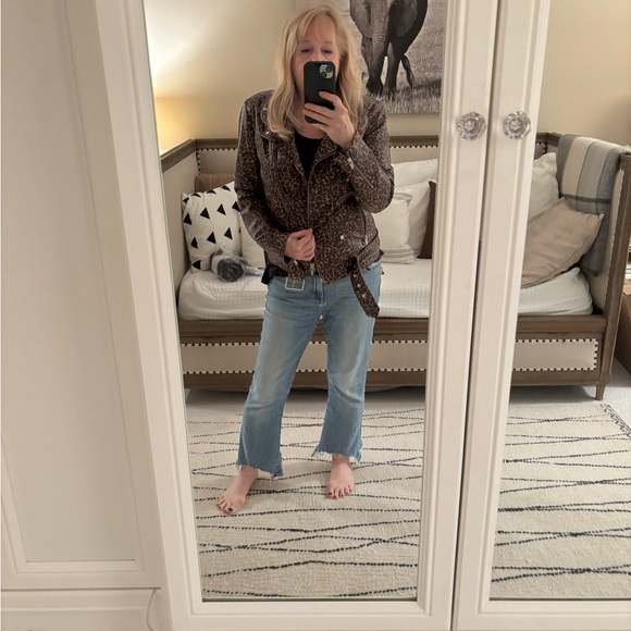 Size L Veda leather leopard print moto jacket - Picture 5 of 6